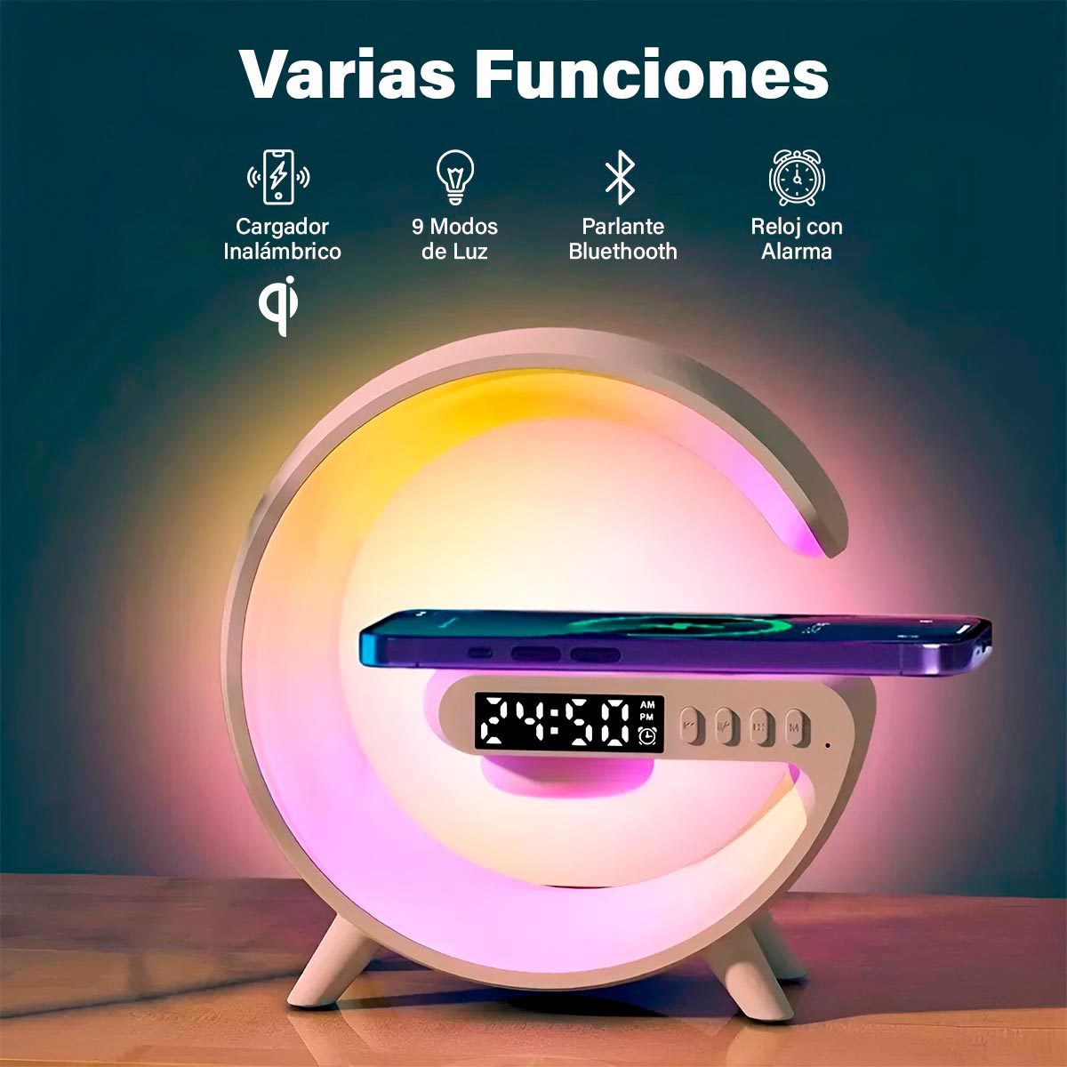 LumiBeat RGB – Lámpara Parlante con Carga Inalámbrica